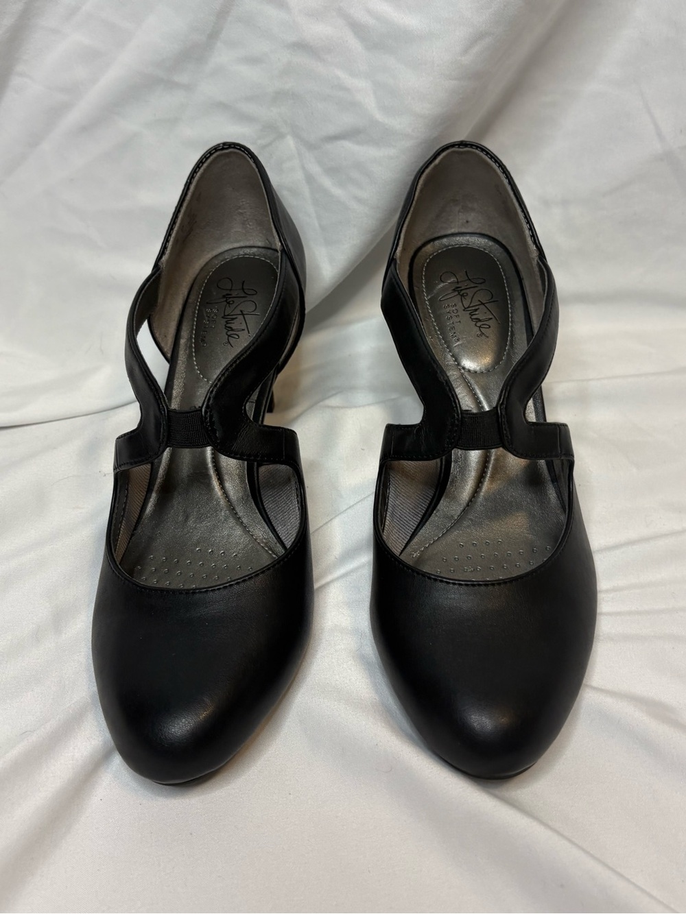 Mary Jane Style Life Stride Black T-Strap Dress Heels